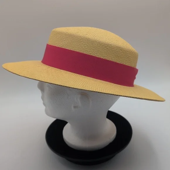 M'sieu Leon| Elegant Women's Straw Hat with Red Band and Floral Accent - Picture 5 of 11